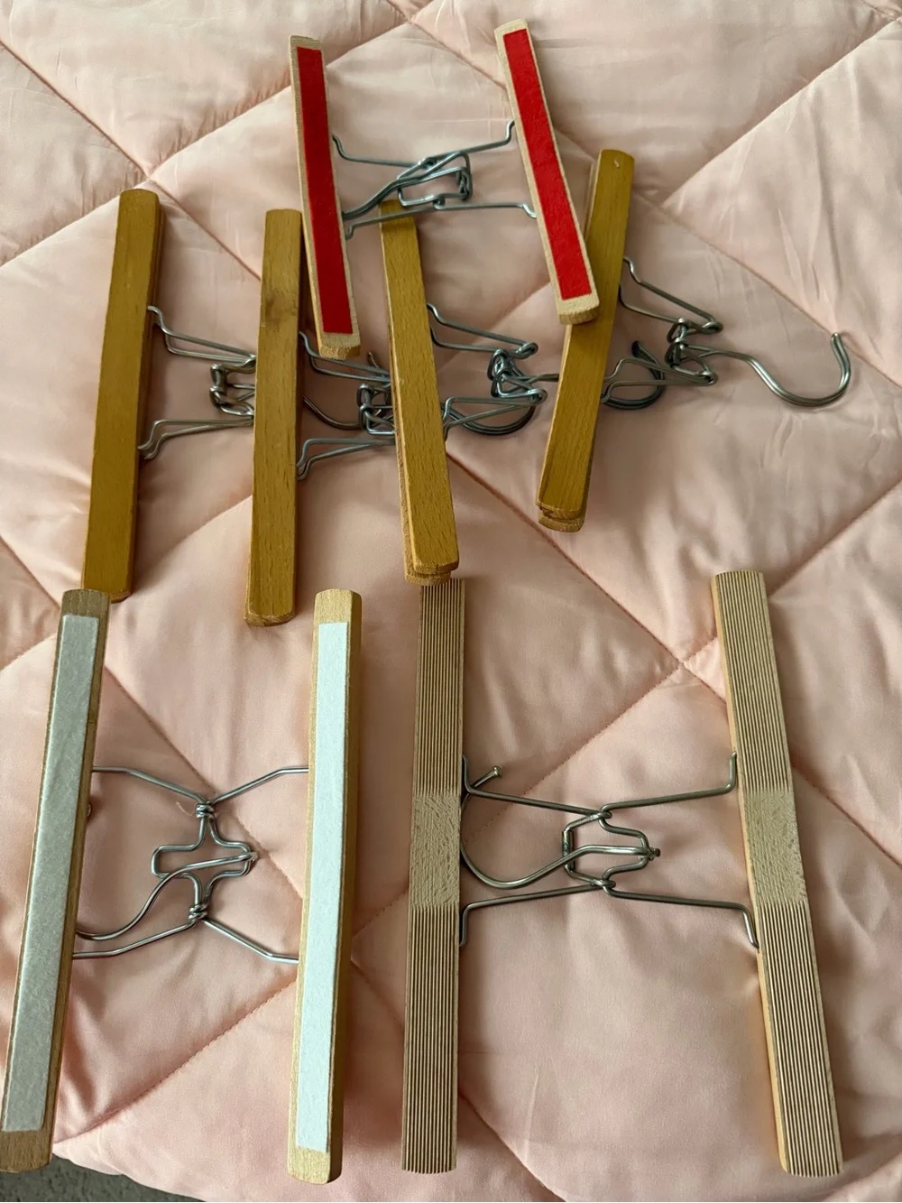 Wooden Clip Hangers with Metal Clips - Natural Wood